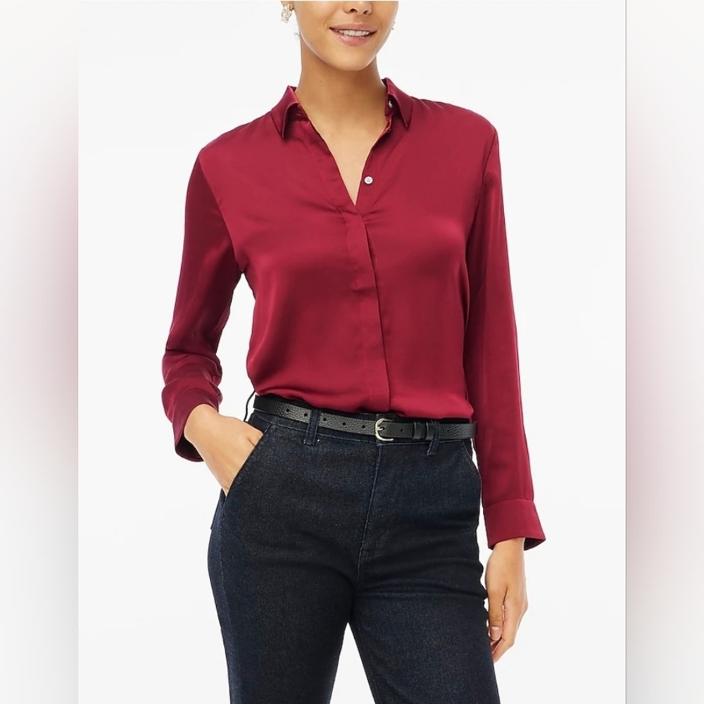J. Crew Women's Drapey satin button-up top #19